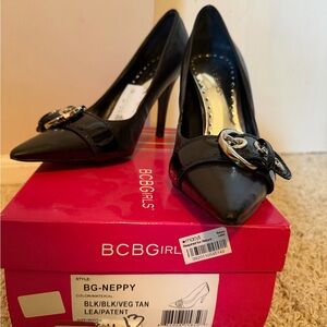 BCBGirls Black Patent Leather Heels with Buckle